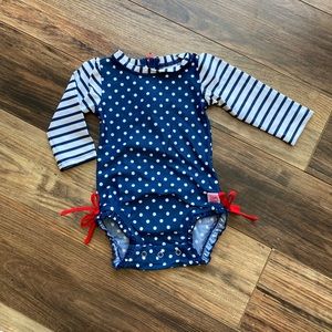 Red and blue swim suit